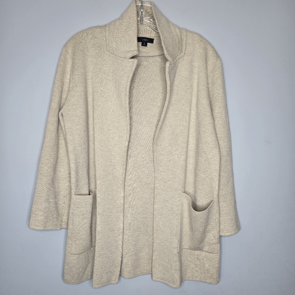 J.crew Sophia Sweater blazer open‎ front heather natural color wheat wool blend - Picture 4 of 11